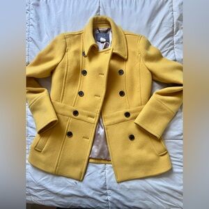 J. Crew Women’s Yellow Pea Coat Stadium Cloth By Nello Gori Size 2